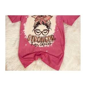 NEW SQUISHY FACES women's stronger than cancer bleached tee in pink